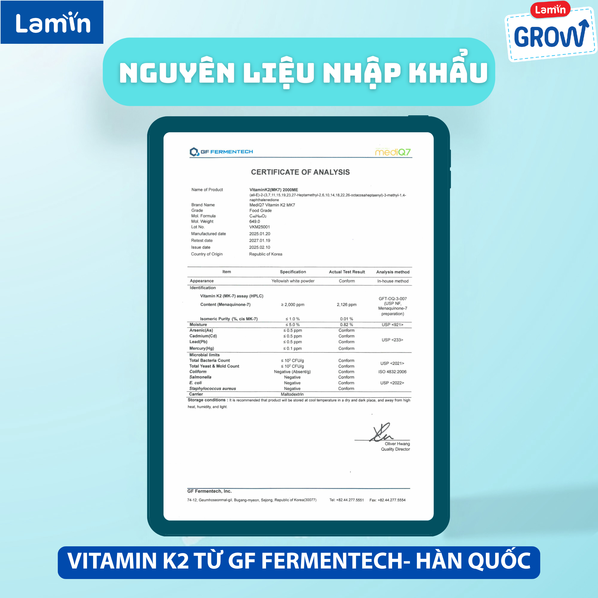 Kiểm chứng chất lượng - nguyên liệu vitamin K2 UltraSheld siêu tới hạn nhập khẩu