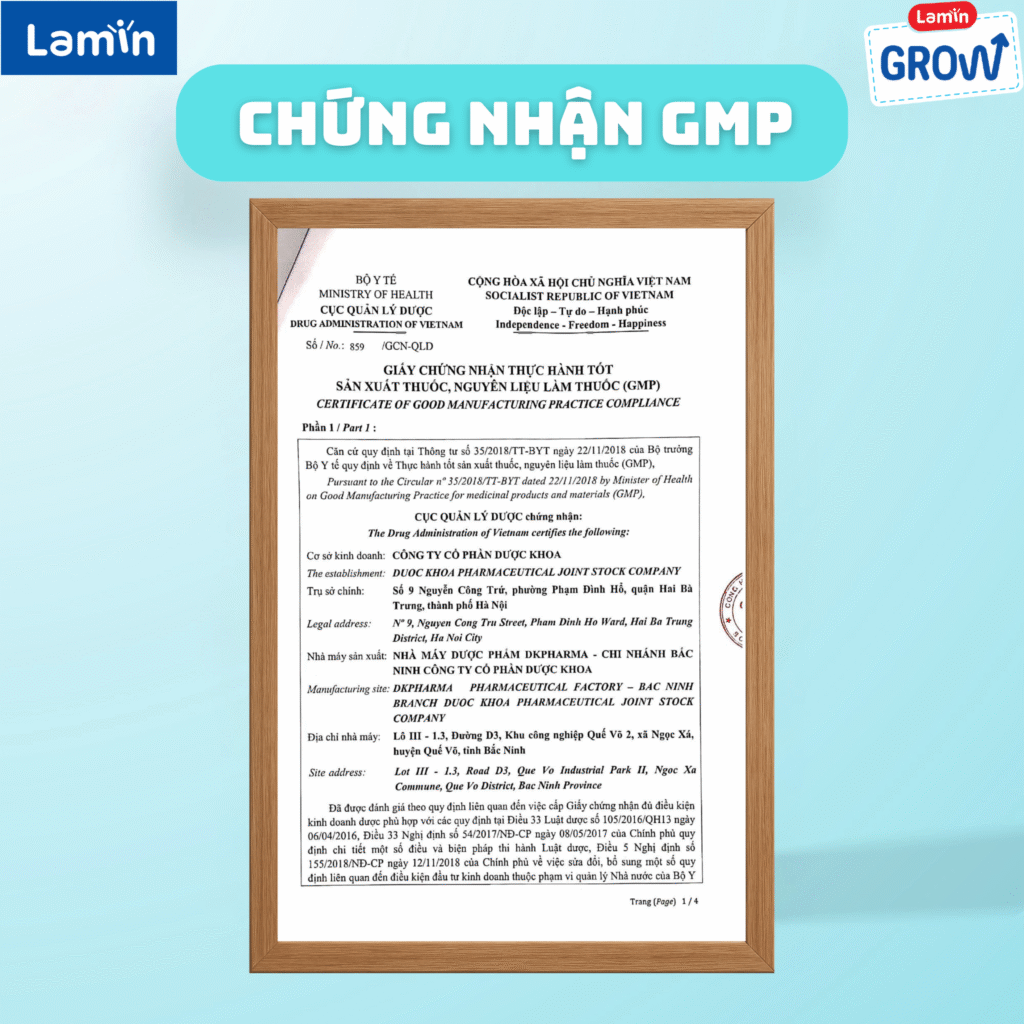 LaminGrow - Chứng nhận GMP